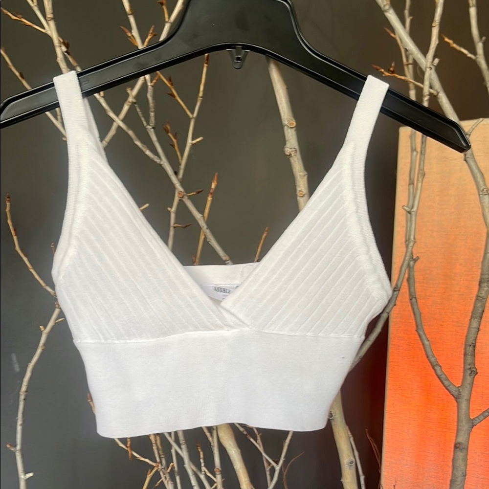 White Ribbed Crop bra Top